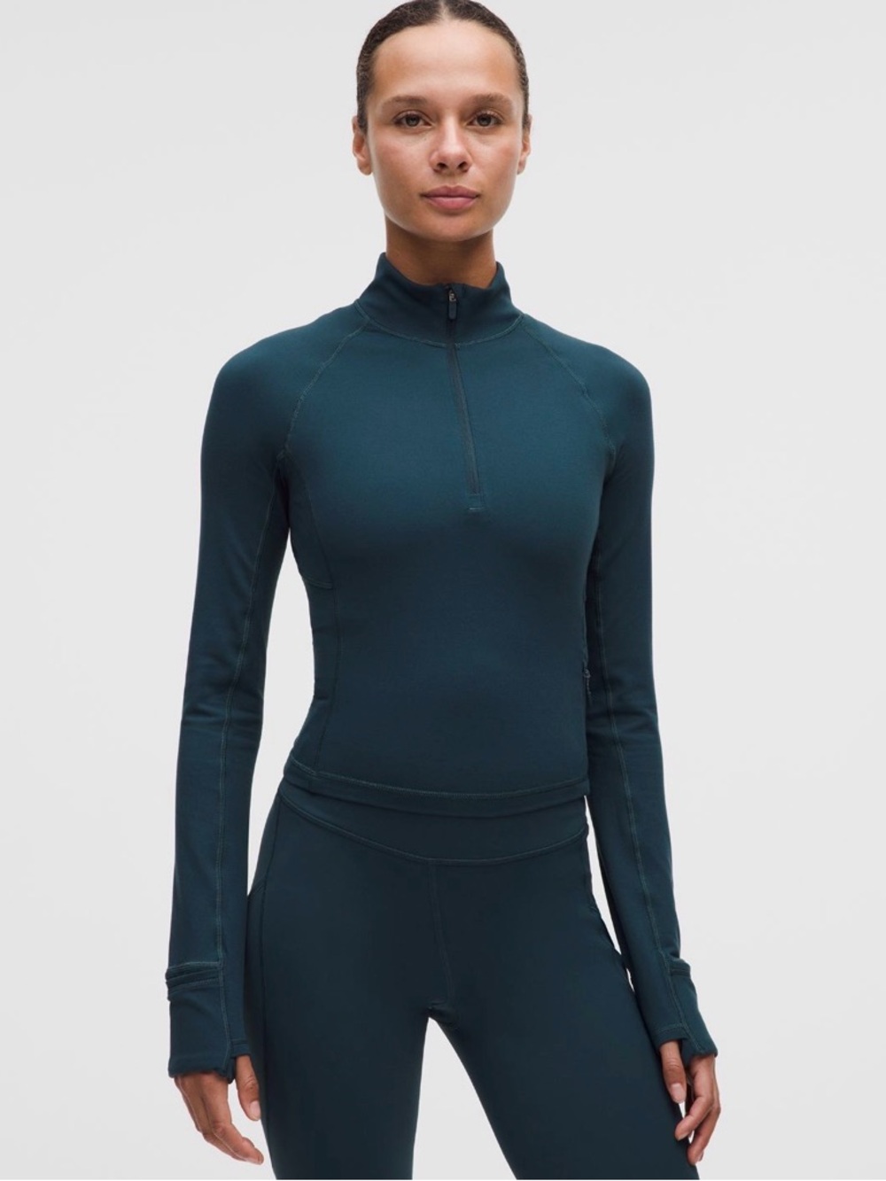 Lululemon It’s Rulu Cropped Half Zip in Indochine Blue